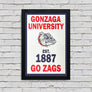 Limited Edition Gonzaga Bulldogs Est. 1887 Banner Poster - Go Zags Poster Art Print - 13x19"