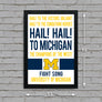 Limited Edition Michigan Wolverines Fight Song Poster - Hail to the Victors Print Art - 13x19"