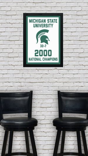 Limited Edition Michigan State 2000 National Championship Basketball Banner Poster - Gifts for Mich State Spartans Fans - Poster Art Print 13x19"