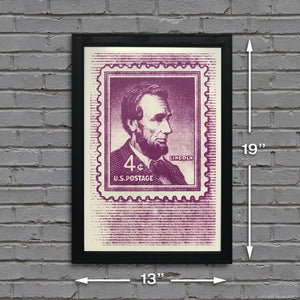 Limited Edition Abraham Lincoln Poster - 1954 US Postage Stamp Art - 13x19"