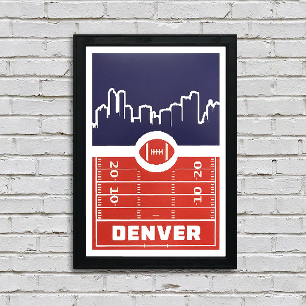 Limited Edition Denver Broncos Poster Art - Retro Video Game Style Pri