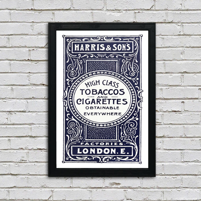 Limited Edition Harris and Son's Tobacco Vintage Advertisement Poster Art - Blue - 13x19"