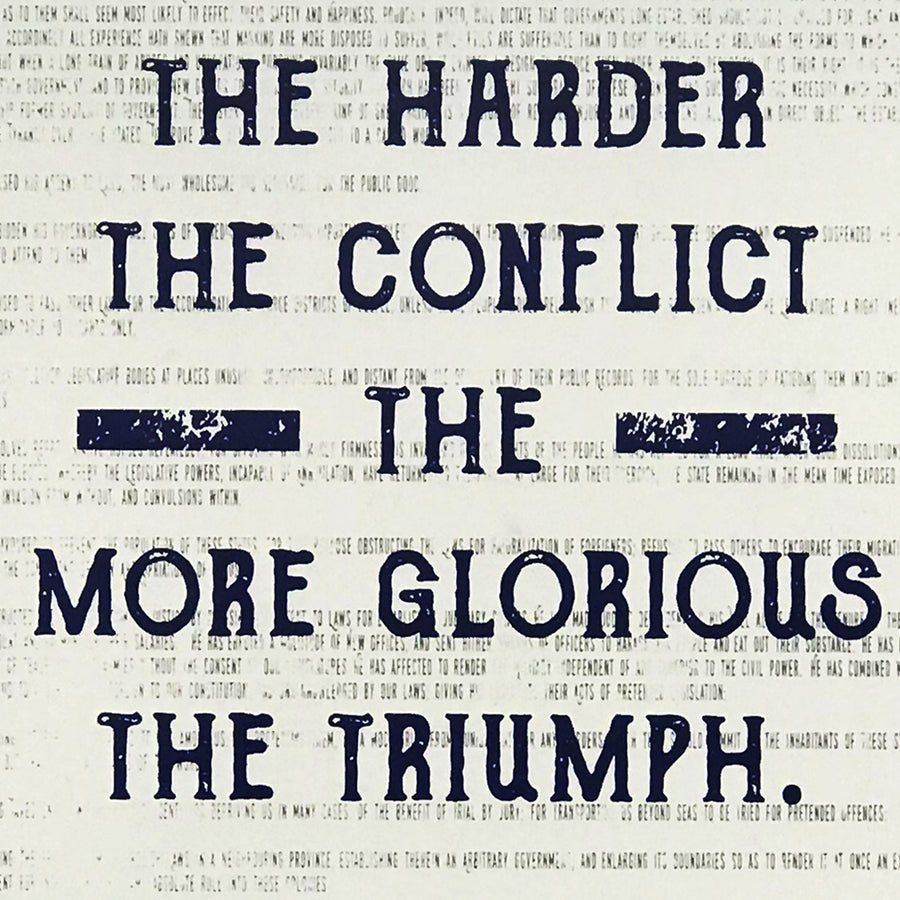 Limited Edition Thomas Paine Harder the Conflict Greater the Triumph Quote Art Print Blue - 13x19"