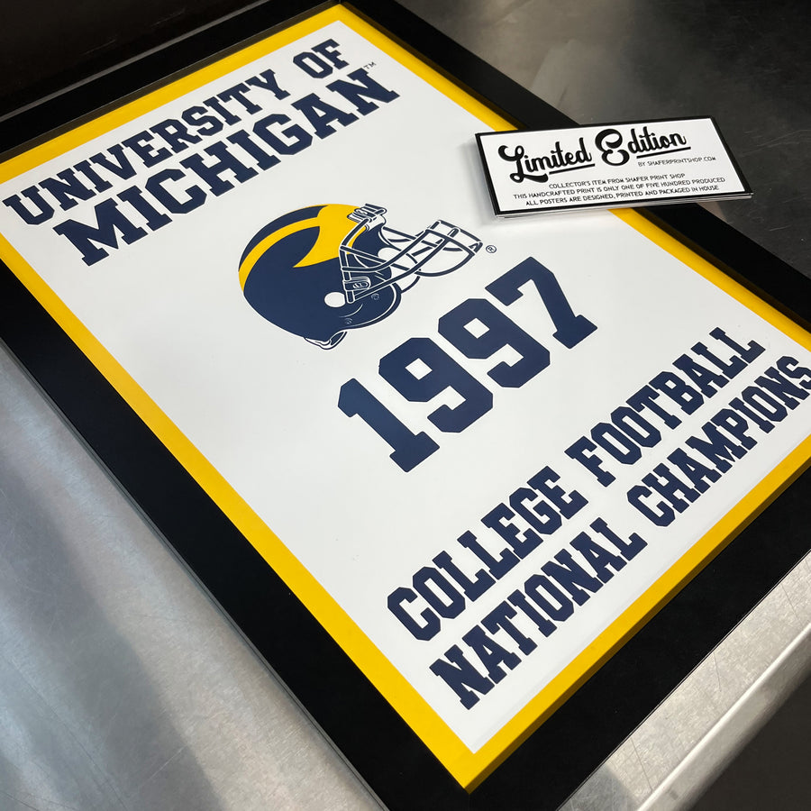 Limited Edition 1997 College Football National Champions Michigan Wolverines Poster - Gifts for Michigan Fans - 13x19"