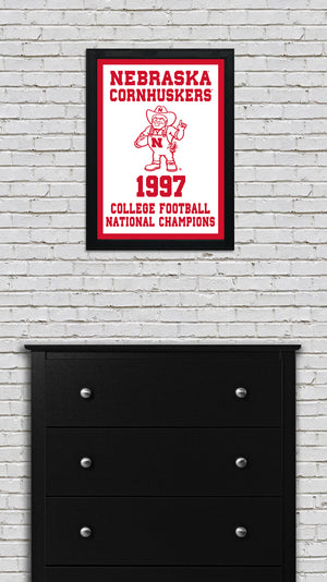 Limited Edition 1997 College Football National Champions Nebraska Cornhuskers Poster Art - 13x19"