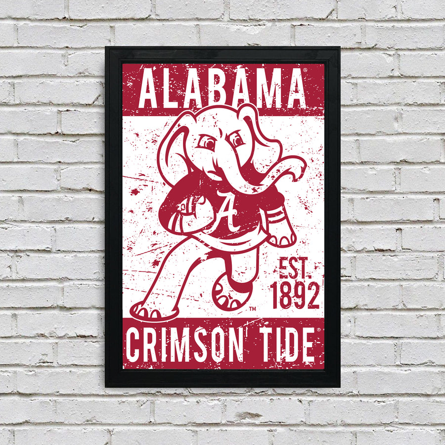 Limited Edition Alabama Crimson Tide Big Al Mascot Poster Art Print - Gifts for Bama Fans - 13x19"