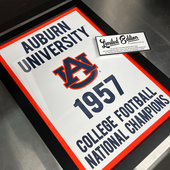 Limited Edition Auburn Tigers 1957 College Football National Championship Poster Art Print - 13x19"