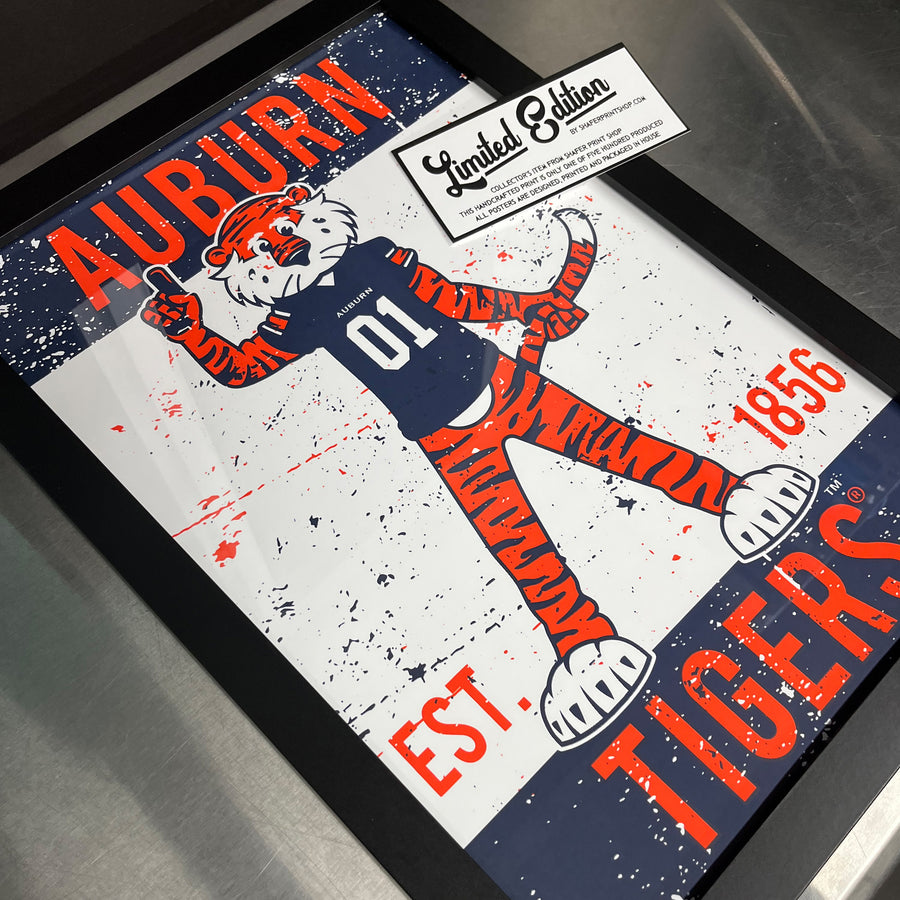 Limited Edition Auburn Tigers Mascot Poster Art Print - 13x19"