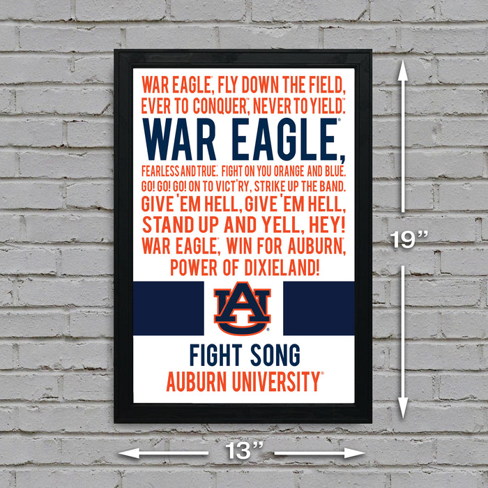Limited Edition Auburn Tigers War Eagle Fight Song Poster - Officially Licensed Print Art - 13x19"
