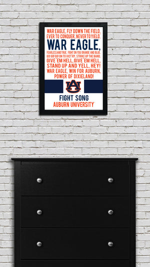 Limited Edition Auburn Tigers War Eagle Fight Song Poster - Officially Licensed Print Art - 13x19"