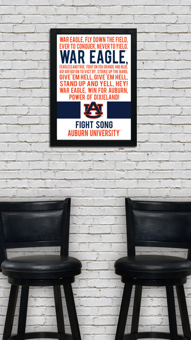 Limited Edition Auburn Tigers War Eagle Fight Song Poster - Officially Licensed Print Art - 13x19"