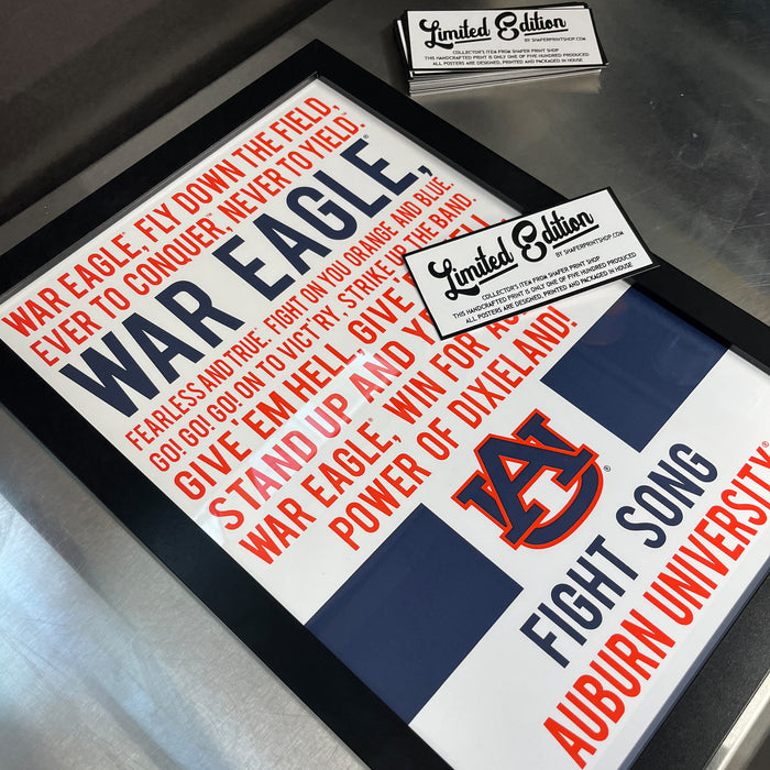Limited Edition Auburn Tigers War Eagle Fight Song Poster - Officially Licensed Print Art - 13x19"