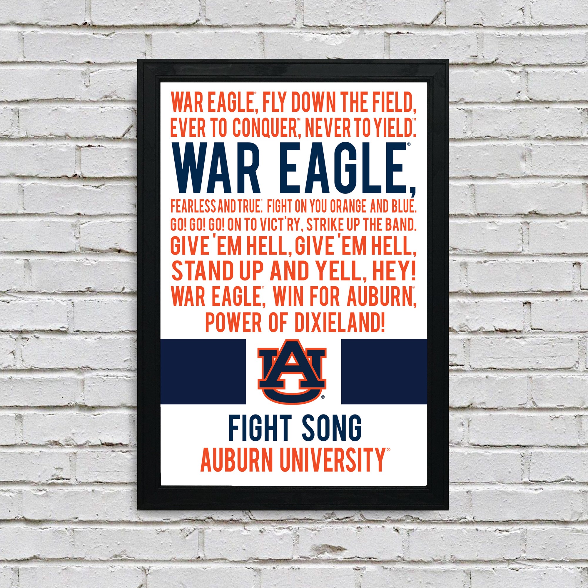 Limited Edition Auburn Tigers War Eagle Fight Song Poster - Officially