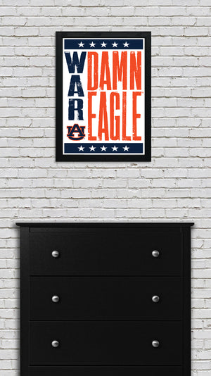 Limited Edition Auburn Tigers War Damn Eagle Poster - Letterpress Print Art - 13x19"