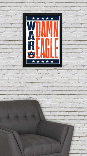 Limited Edition Auburn Tigers War Damn Eagle Poster - Letterpress Print Art - 13x19"