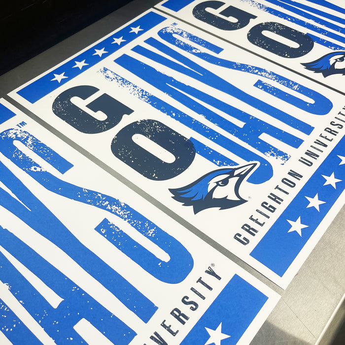 Limited Edition Creighton Bluejays Poster - Go Jays Letterpress Print Art - 13x19"