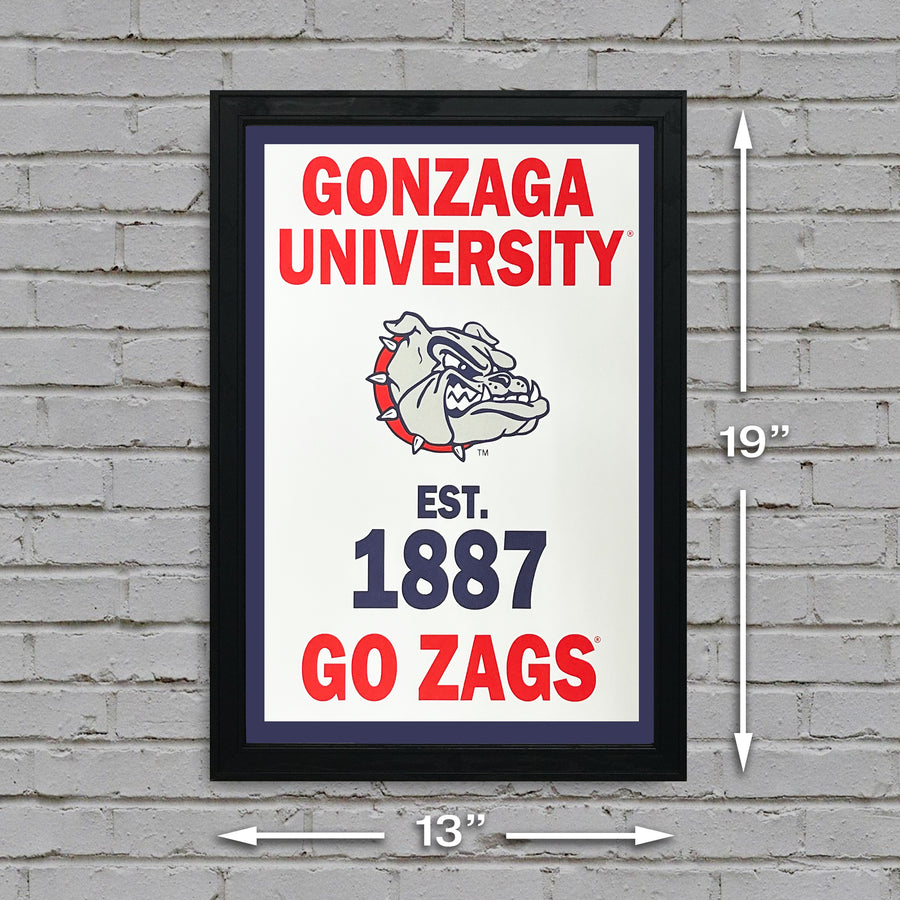Limited Edition Gonzaga Bulldogs Est. 1887 Banner Poster - Go Zags Poster Art Print - 13x19"