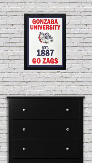 Limited Edition Gonzaga Bulldogs Est. 1887 Banner Poster - Go Zags Poster Art Print - 13x19"