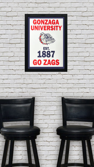 Limited Edition Gonzaga Bulldogs Est. 1887 Banner Poster - Go Zags Poster Art Print - 13x19"
