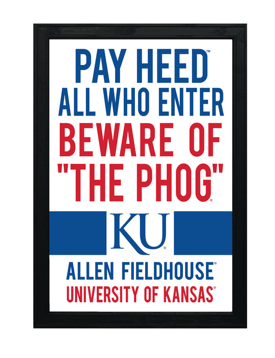 Limited Edition Kansas Jayhawks Beware of the Phog Poster Art Print - Gifts for Jayhawks Fans
