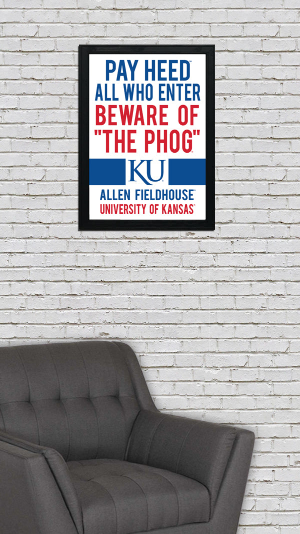 Limited Edition Kansas Jayhawks Beware of the Phog Poster Art Print - Gifts for Jayhawks Fans