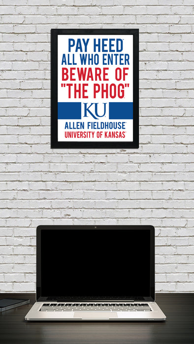 Limited Edition Kansas Jayhawks Beware of the Phog Poster Art Print - Gifts for Jayhawks Fans