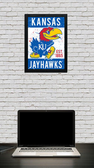 Limited Edition Kansas Jayhawks Mascot Logo Poster Art Print - Gifts for Jayhawks Fans