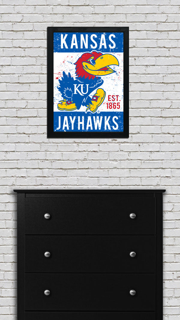 Limited Edition Kansas Jayhawks Mascot Logo Poster Art Print - Gifts for Jayhawks Fans