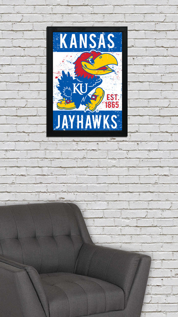 Limited Edition Kansas Jayhawks Mascot Logo Poster Art Print - Gifts for Jayhawks Fans