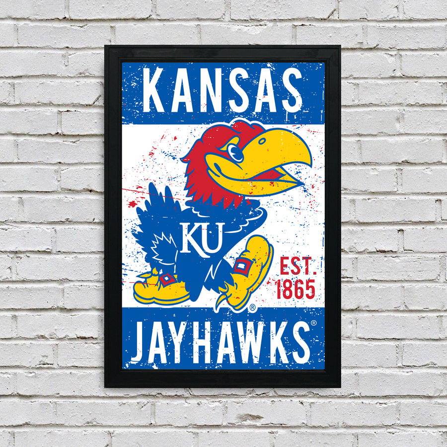 Limited Edition Kansas Jayhawks Mascot Logo Poster Art Print - Gifts for Jayhawks Fans