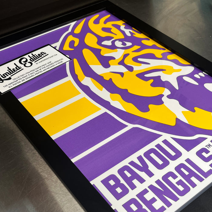 Limited Edition LSU Tigers Bayou Bengals Poster Art Print 13x19"