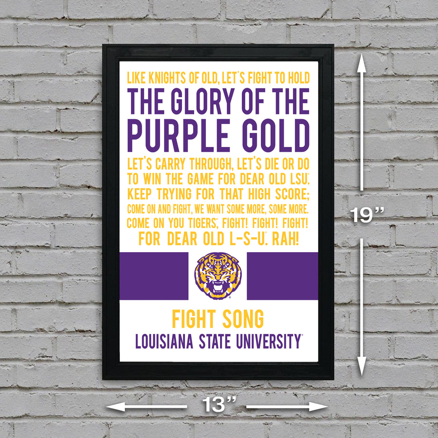 Limited Edition LSU Tigers Fight Song Poster - Glory of the Purple Gold Art Print 13x19"