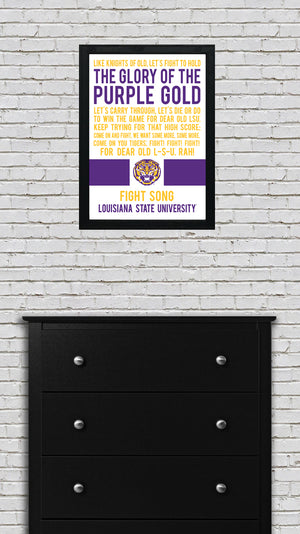 Limited Edition LSU Tigers Fight Song Poster - Glory of the Purple Gold Art Print 13x19"