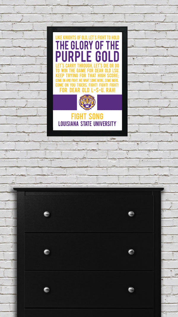 Limited Edition LSU Tigers Fight Song Poster - Glory of the Purple Gold Art Print 13x19"