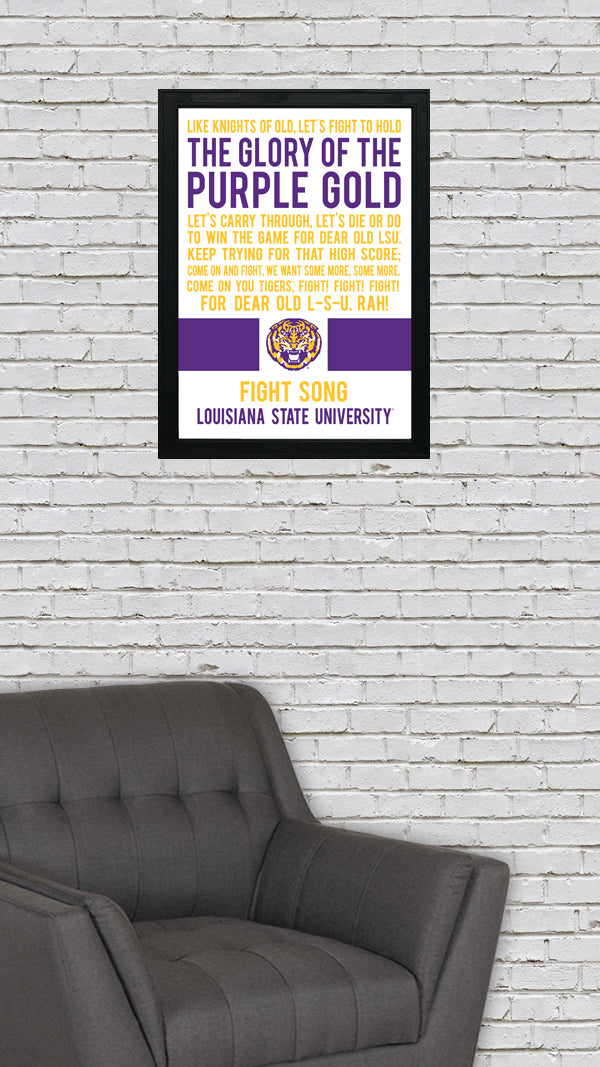 Limited Edition LSU Tigers Fight Song Poster - Glory of the Purple Gold Art Print 13x19"