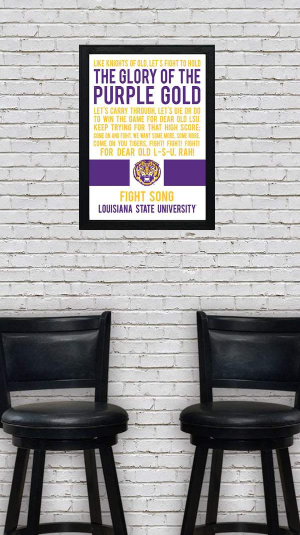 Limited Edition LSU Tigers Fight Song Poster - Glory of the Purple Gold Art Print 13x19"