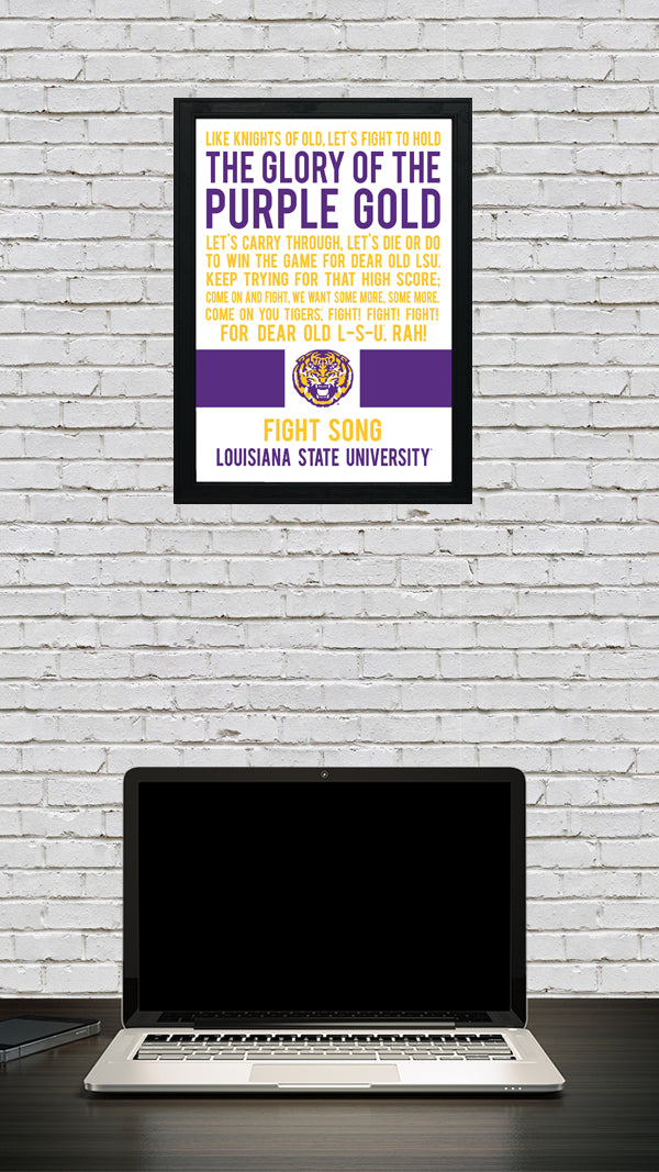 Limited Edition LSU Tigers Fight Song Poster - Glory of the Purple Gold Art Print 13x19"