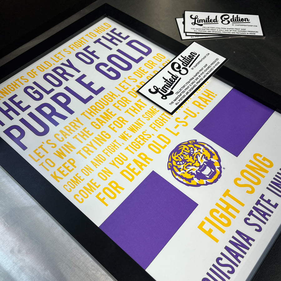 Limited Edition LSU Tigers Fight Song Poster - Glory of the Purple Gold Art Print 13x19"