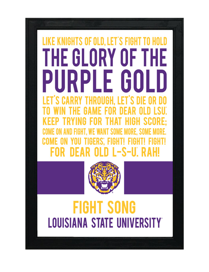 Limited Edition LSU Tigers Fight Song Poster - Glory of the Purple Gold Art Print 13x19"