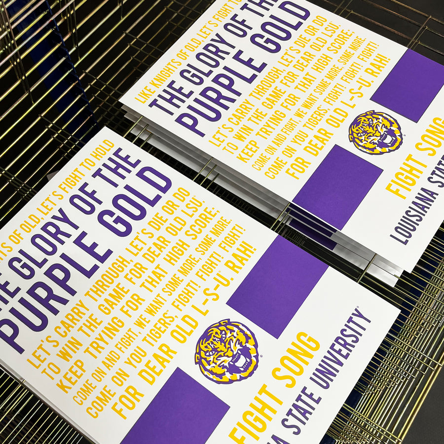 Limited Edition LSU Tigers Fight Song Poster - Glory of the Purple Gold Art Print 13x19"