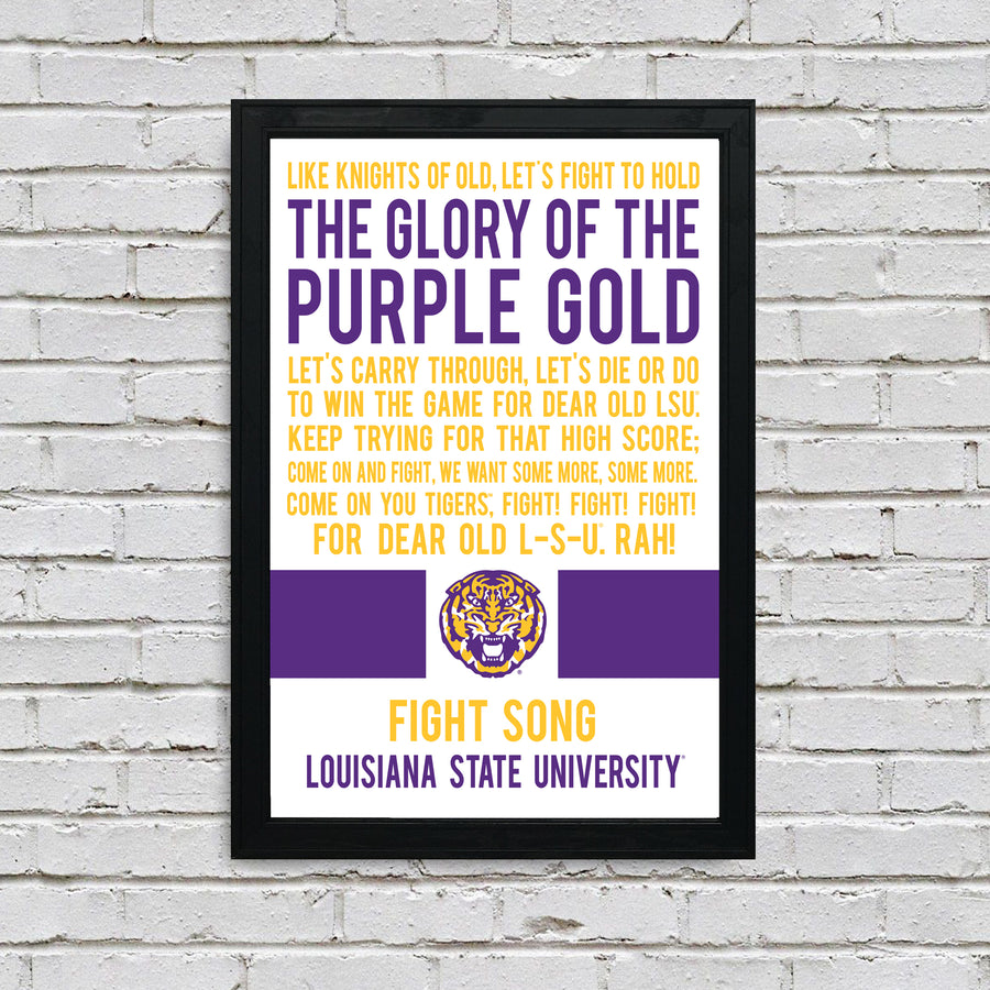 Limited Edition LSU Tigers Fight Song Poster - Glory of the Purple Gold Art Print 13x19"