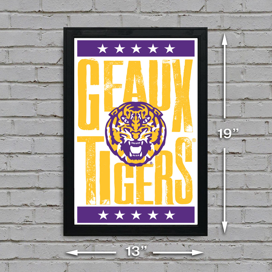 Limited Edition LSU Tigers Poster - Geaux Tigers Letterpress Art Print 13x19"