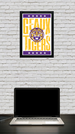 Limited Edition LSU Tigers Poster - Geaux Tigers Letterpress Art Print 13x19"