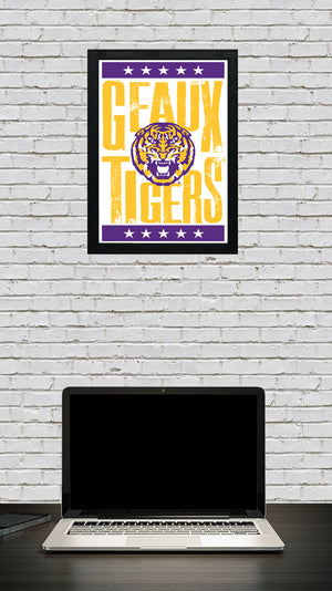 Limited Edition LSU Tigers Poster - Geaux Tigers Letterpress Art Print 13x19"