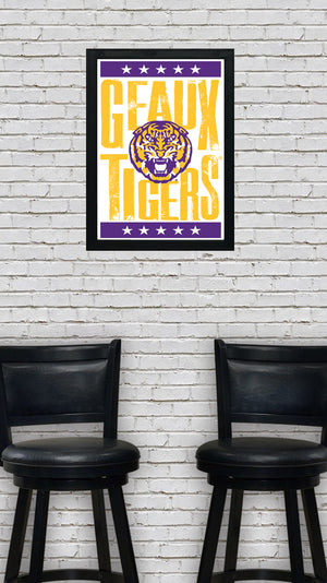 Limited Edition LSU Tigers Poster - Geaux Tigers Letterpress Art Print 13x19"