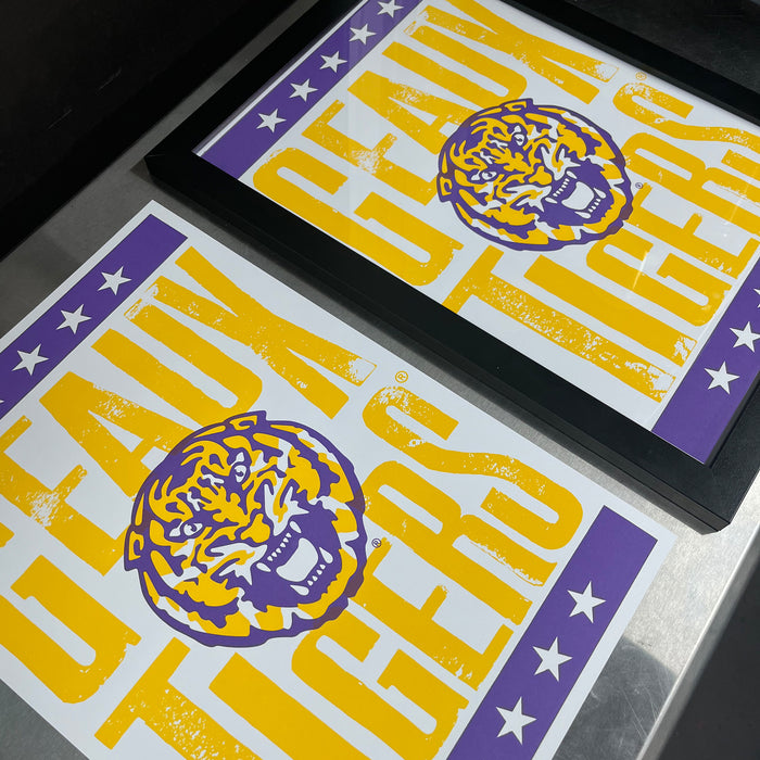 Limited Edition LSU Tigers Poster - Geaux Tigers Letterpress Art Print 13x19"