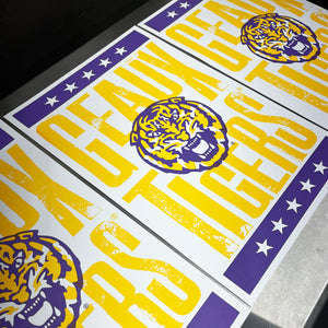 Limited Edition LSU Tigers Poster - Geaux Tigers Letterpress Art Print 13x19"