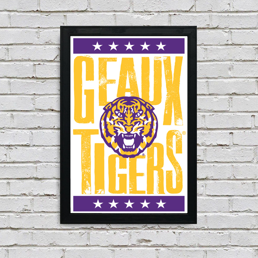 Limited Edition LSU Tigers Poster - Geaux Tigers Letterpress Art Print 13x19"