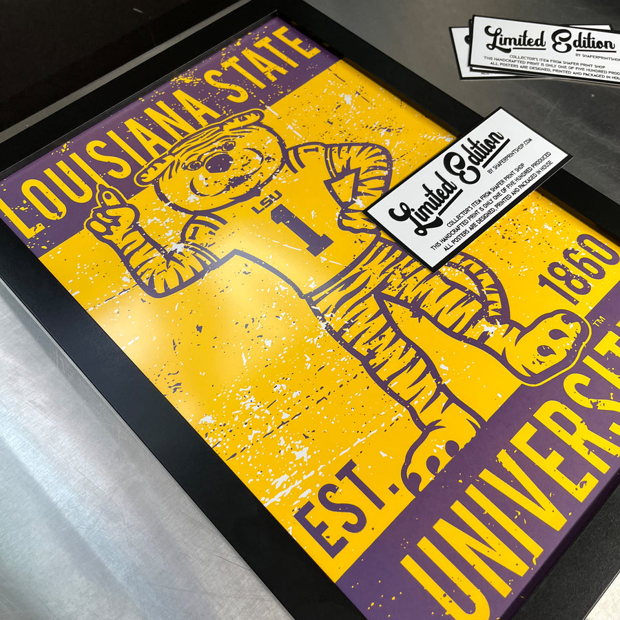 Limited Edition LSU Tigers Poster - Mike the Tiger Vintage Art Print 13x19"