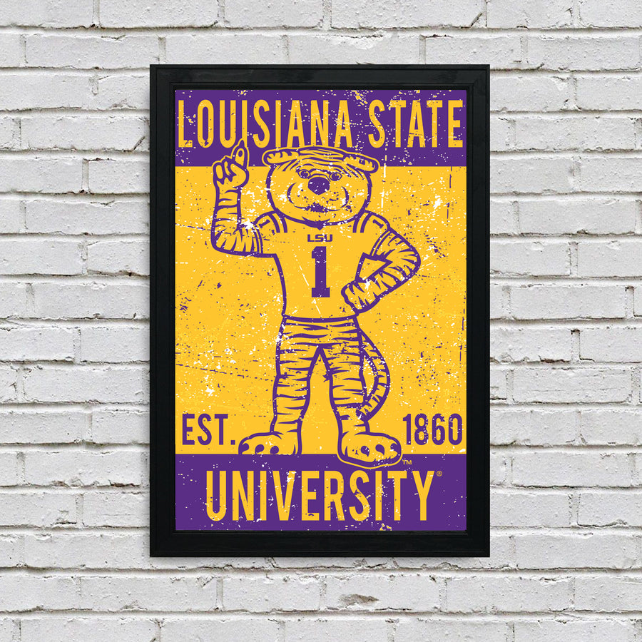 Limited Edition LSU Tigers Poster - Mike the Tiger Vintage Art Print 13x19"